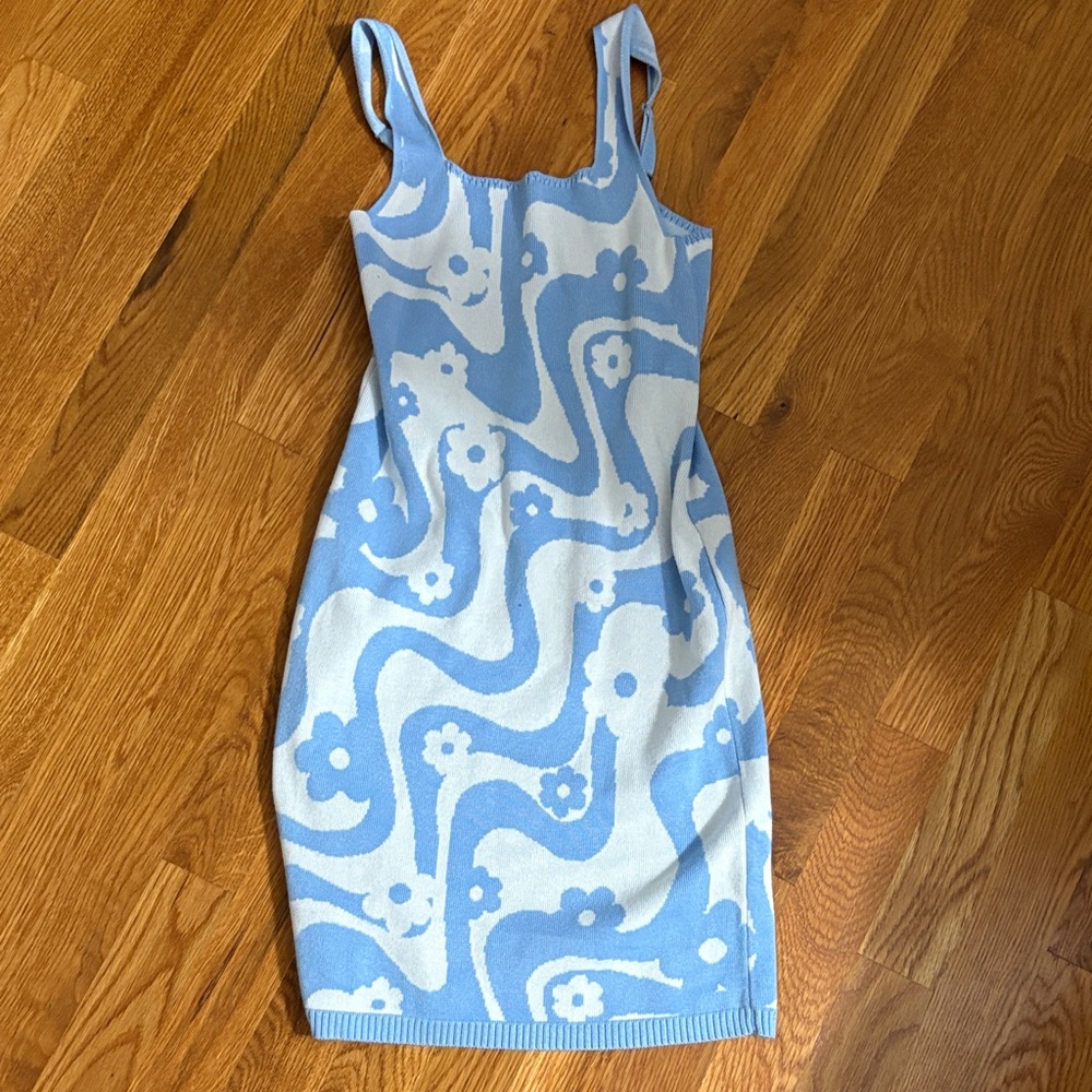 Hollister Light Blue and White Floral Mini Dress